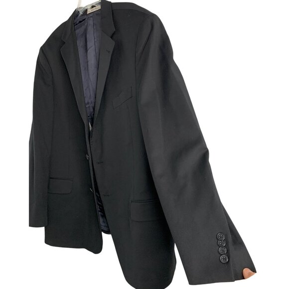 Joseph Abboud Mens Jet Black Blazer Jacket Size 48R Wool Super 110s 8905 - Picture 8 of 10